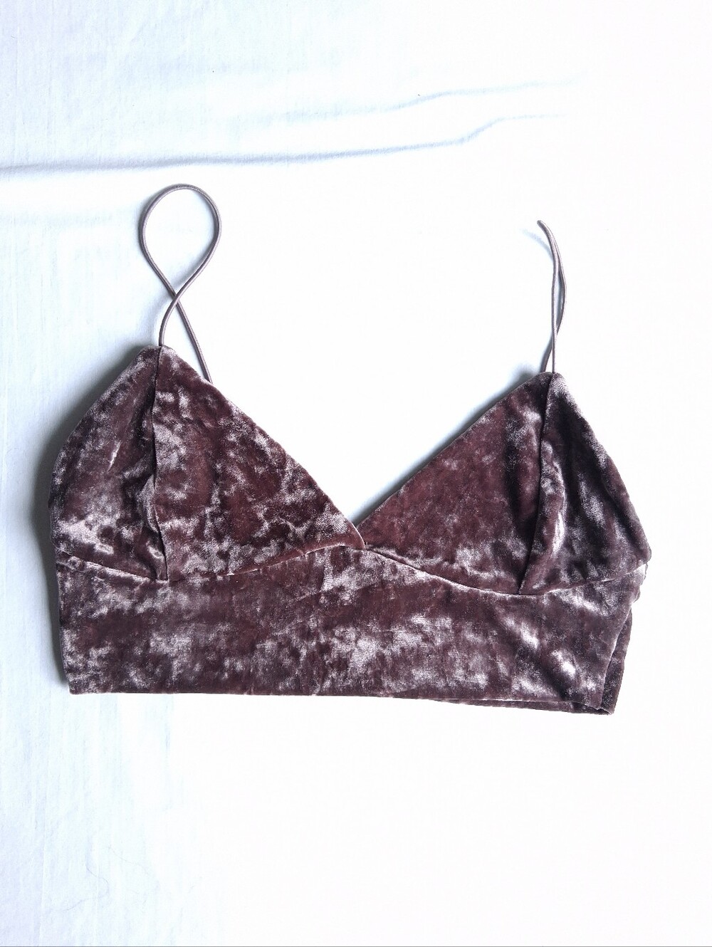Revamped Bralette Crushed velvet Taupe Dusty Mauve Women's Size Large